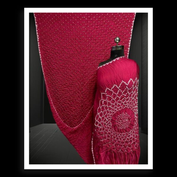 Rani Pink Makdi Bandhani Saree Pure Modal Silk