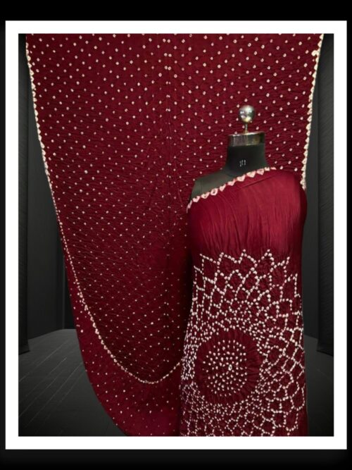 Maroon Makdi Bandhani Saree Pure Modal Silk