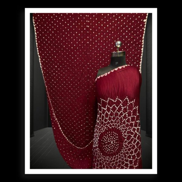 Maroon Makdi Bandhani Saree Pure Modal Silk