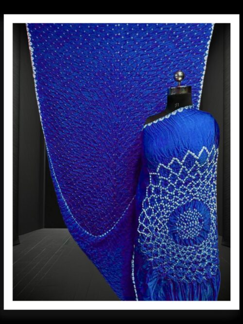 Blue Makdi Bandhani Saree Pure Modal Silk