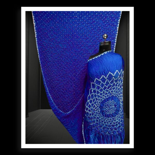 Blue Makdi Bandhani Saree Pure Modal Silk