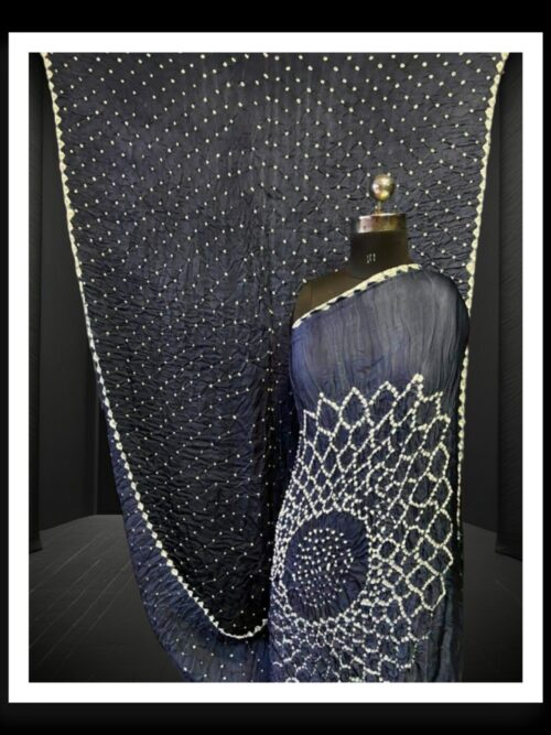 Space Grey Makdi Bandhani Saree Pure Modal Silk
