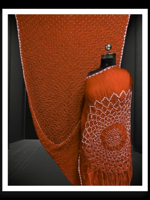 Orange Makdi Bandhani Saree Pure Modal Silk