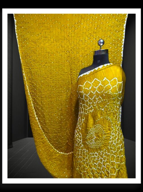 Lemon Yellow Makdi Bandhani Saree Pure Modal Silk