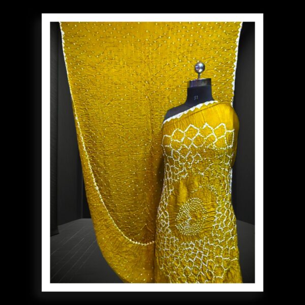 Lemon Yellow Makdi Bandhani Saree Pure Modal Silk