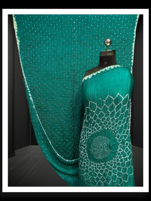 Jade Green Makdi Bandhani Saree Pure Modal Silk