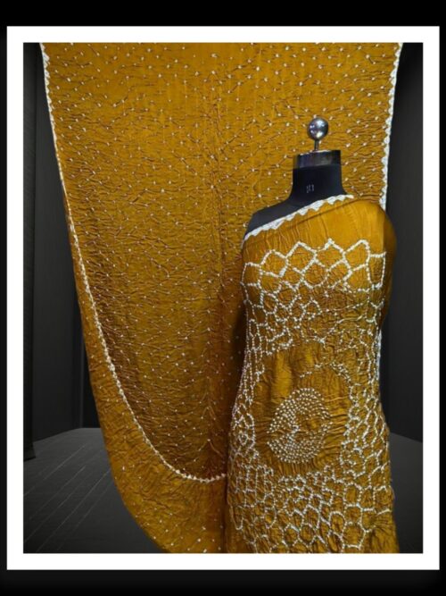 Mango Yellow Makdi Bandhani Saree Pure Modal Silk