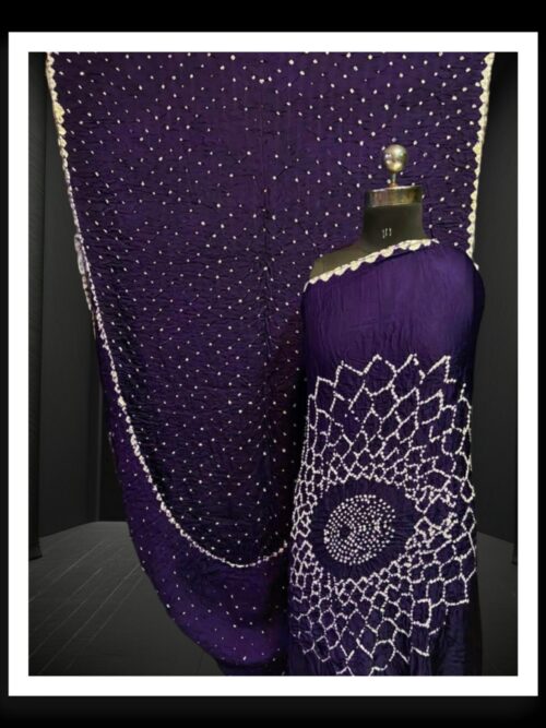 Purple Makdi Bandhani Saree Pure Modal Silk