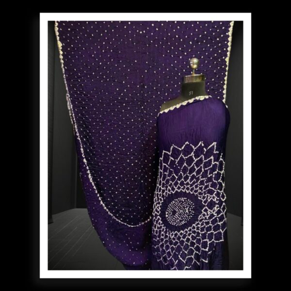 Purple Makdi Bandhani Saree Pure Modal Silk