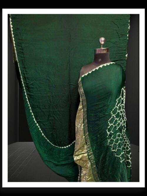 Green Makdi Bandhani Saree Pure Modal Silk