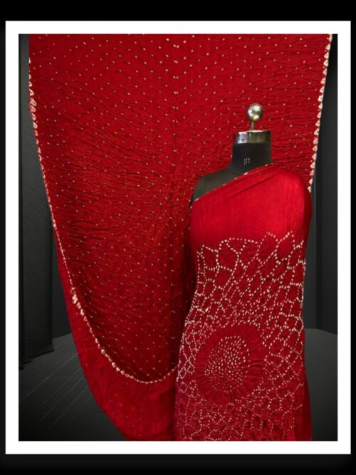 Red Makdi Bandhani Saree Pure Modal Silk
