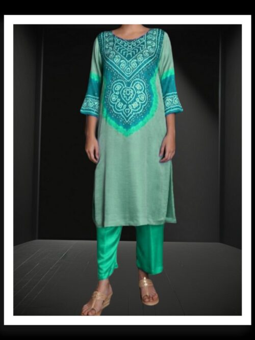 Rama Abha Pure Gaji Silk Bandhani Designer Suit