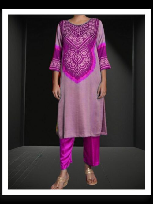 Pink Abha Pure Gaji Silk Bandhani Designer Suit