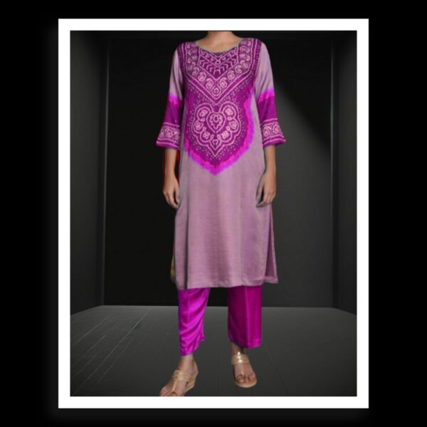 Pink Abha Pure Gaji Silk Bandhani Designer Suit