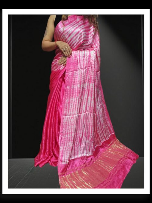 Pink Shibori Leheriya Designer Saree Pure Modal Silk