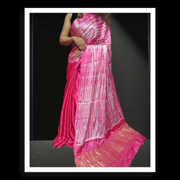 Pink Shibori Leheriya Designer Saree Pure Modal Silk