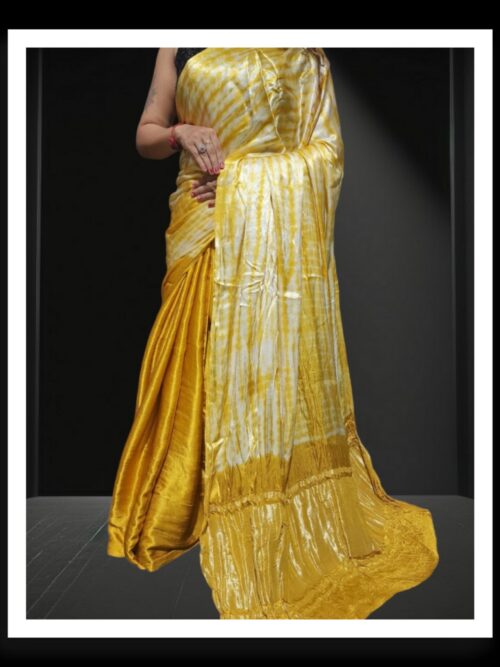 Mustard Shibori Leheriya Designer Saree Pure Modal Silk