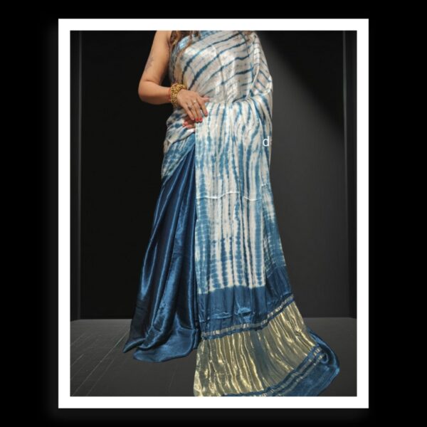 T Blue Shibori Leheriya Designer Saree Pure Modal Silk