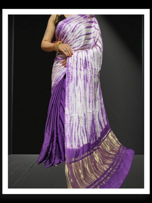 Purple Shibori Leheriya Designer Saree Pure Modal Silk