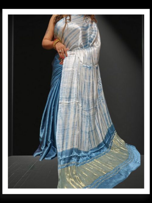 Sky Shibori Leheriya Designer Saree Pure Modal Silk