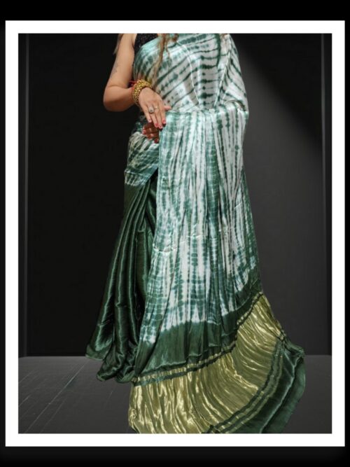 Green Shibori Leheriya Designer Saree Pure Modal Silk