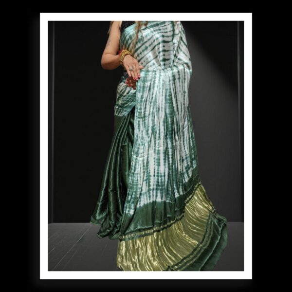 Green Shibori Leheriya Designer Saree Pure Modal Silk