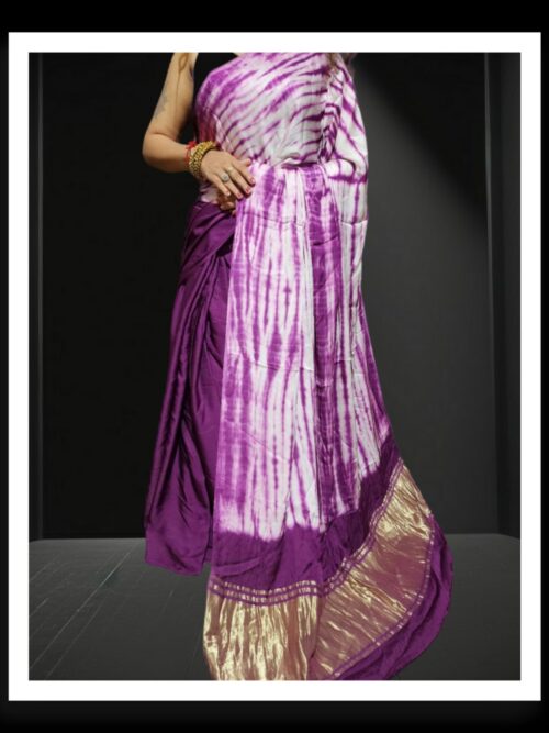 Magenta Shibori Leheriya Designer Saree Pure Modal Silk