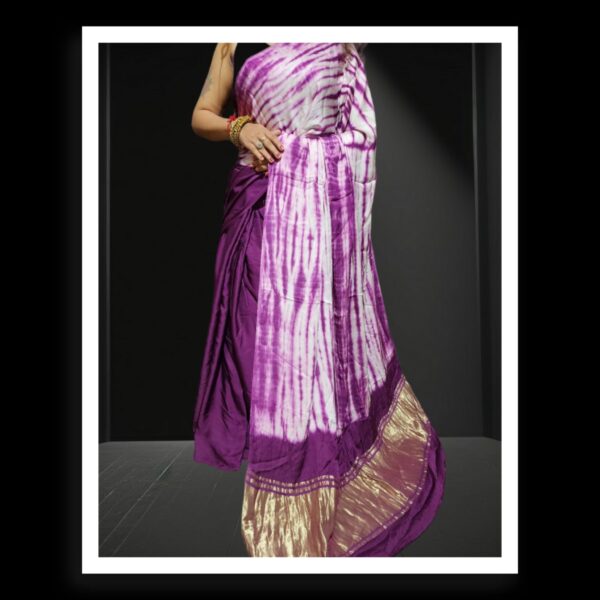 Magenta Shibori Leheriya Designer Saree Pure Modal Silk