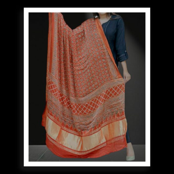 Natural Ajrak Dupatta Pure Modal Silk