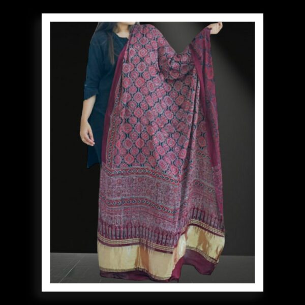 Natural Ajrak Dupatta Pure Modal Silk