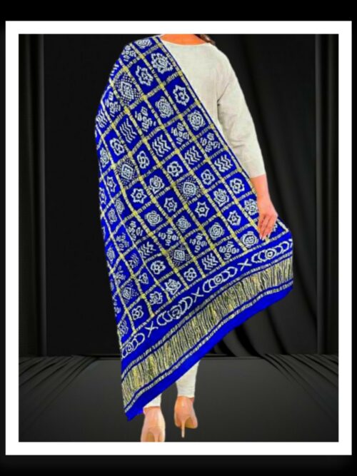 Blue Bandhani Gharchola Dupatta Pure GajiSilk