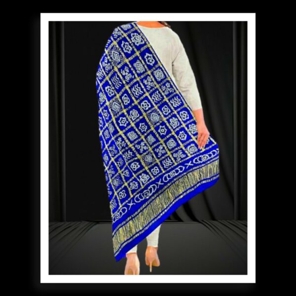 Blue Bandhani Gharchola Dupatta Pure GajiSilk