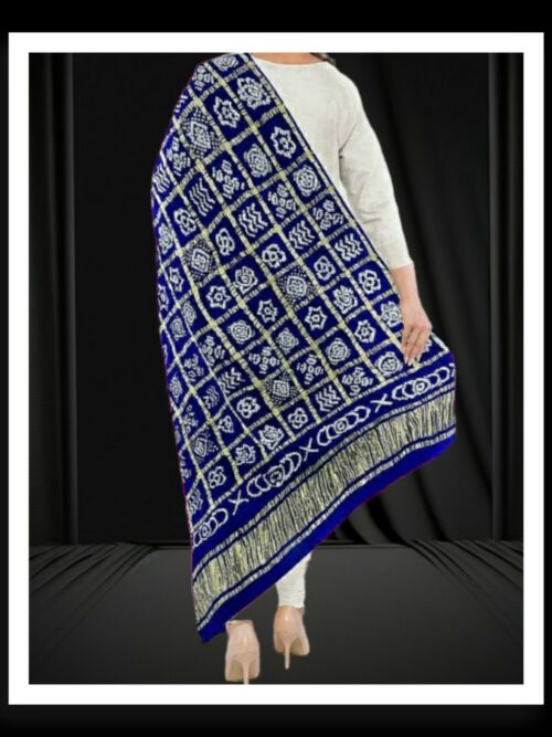Navy Blue Bandhani Gharchola Dupatta Pure GajiSilk