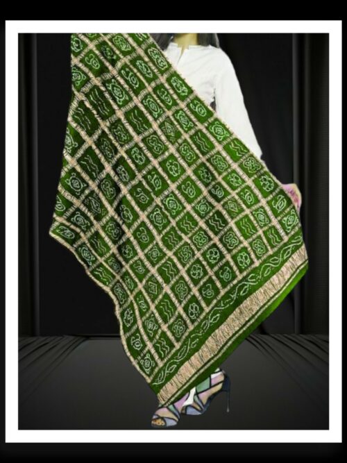 Mehndi Green Bandhani Gharchola Dupatta Pure GajiSilk
