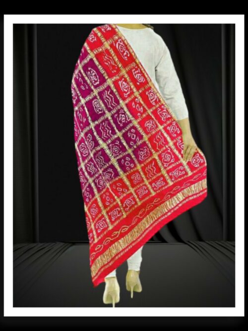 Red Wine Bandhani Gharchola Dupatta Pure GajiSilk