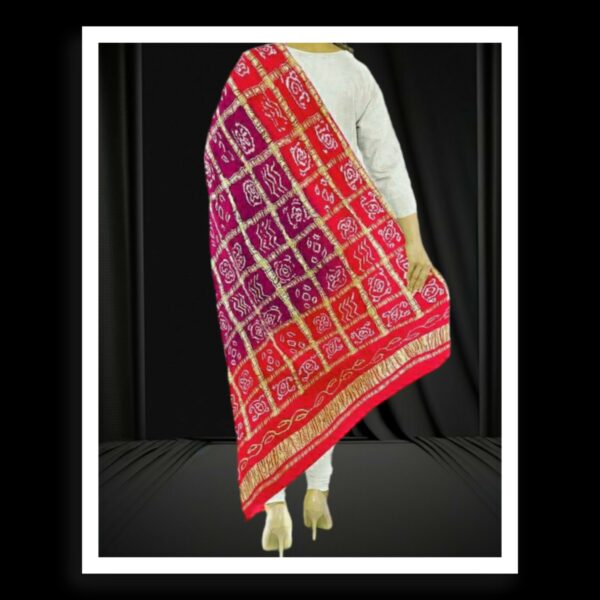 Red Wine Bandhani Gharchola Dupatta Pure GajiSilk