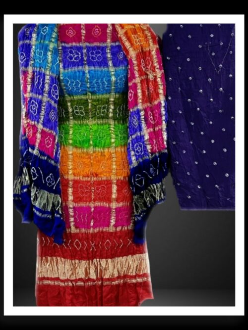 Red Bandhani Dress Material Gharchola Pure GajiSilk