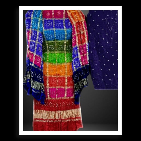 Red Bandhani Dress Material Gharchola Pure GajiSilk