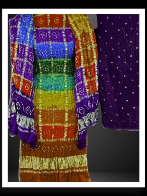 Rust Bandhani Dress Material Gharchola Pure GajiSilk