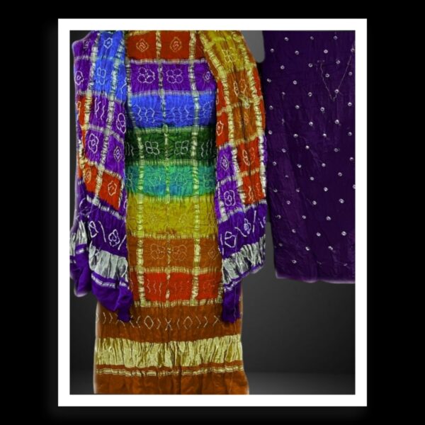 Rust Bandhani Dress Material Gharchola Pure GajiSilk