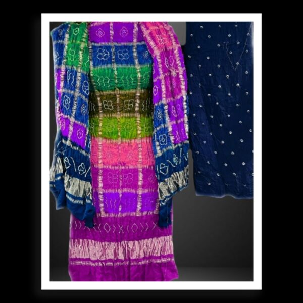 Magenta Bandhani Dress Material Gharchola Pure GajiSilk