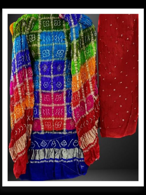 Blue Bandhani Dress Material Gharchola Pure GajiSilk