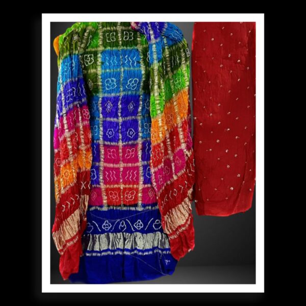 Blue Bandhani Dress Material Gharchola Pure GajiSilk