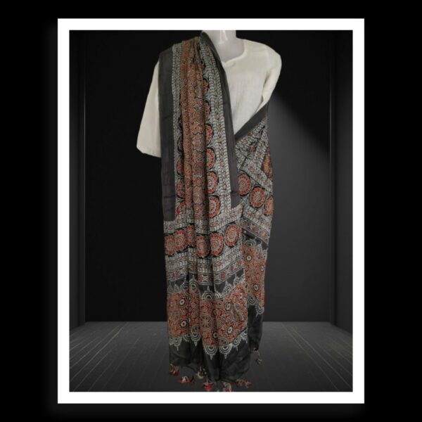 Original Hand Block Ajrak Dupatta Pure ModalSilk