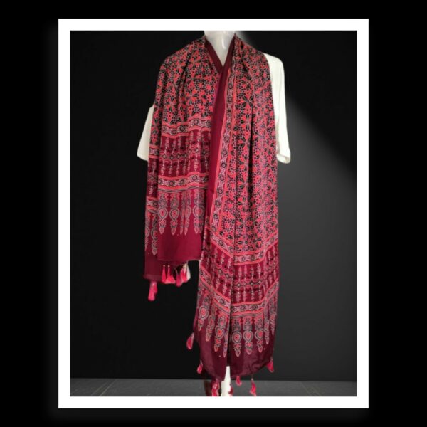 Original Hand Block Ajrak Dupatta Pure ModalSilk