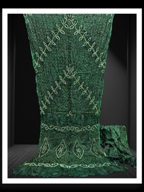 Green Original Ambadal Bandhani Saree Pure ModalSilk