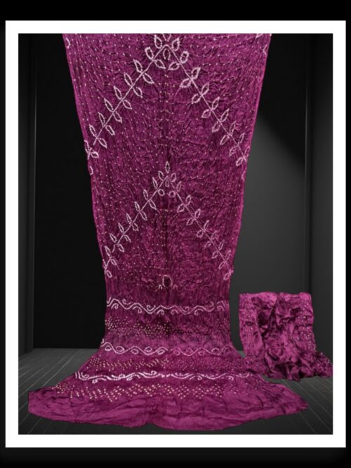 Wine Original Ambadal Bandhani Saree Pure ModalSilk