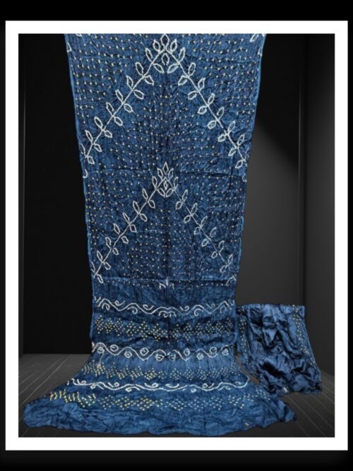 Navy Original Ambadal Bandhani Saree Pure ModalSilk
