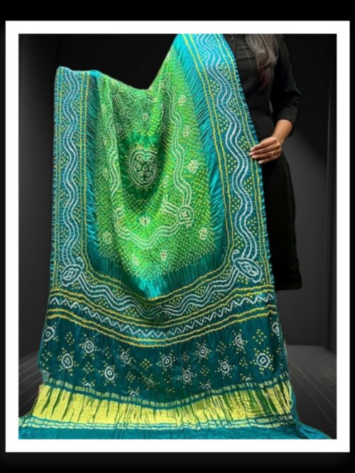 Rama Parrot Bandhani Designer Dupatta Pure GajiSilk
