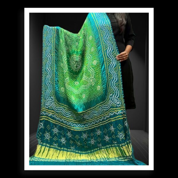 Rama Parrot Bandhani Designer Dupatta Pure GajiSilk